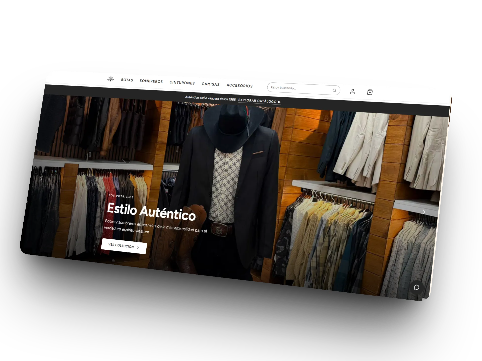 Vista de la tienda en línea Vaquerospotrillos
